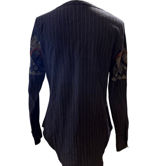 Sundance Embroidered Boho Tunic Top, Navy, Women's Size Small - Picture 4 of 6